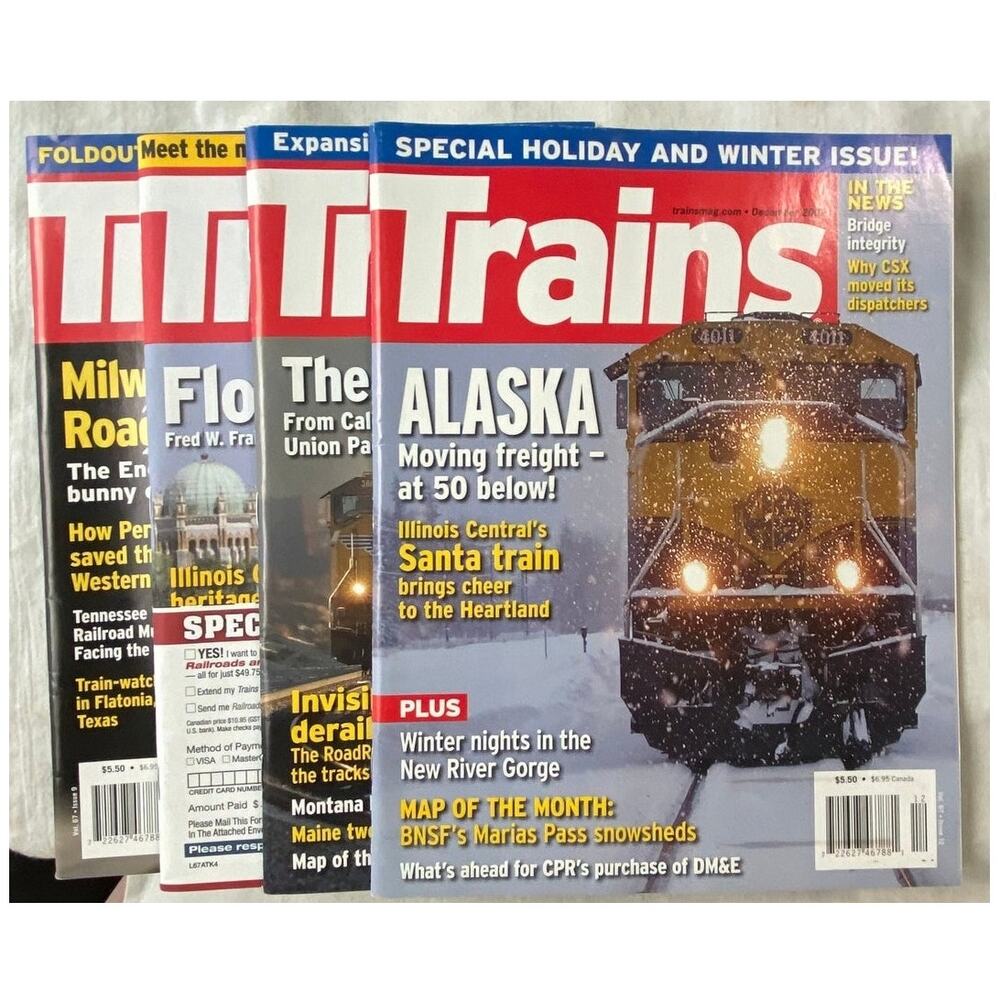 Lot 4 Trains Sept Oct Nov  Dec 2007 Magazine Special Holiday Issue Railroad